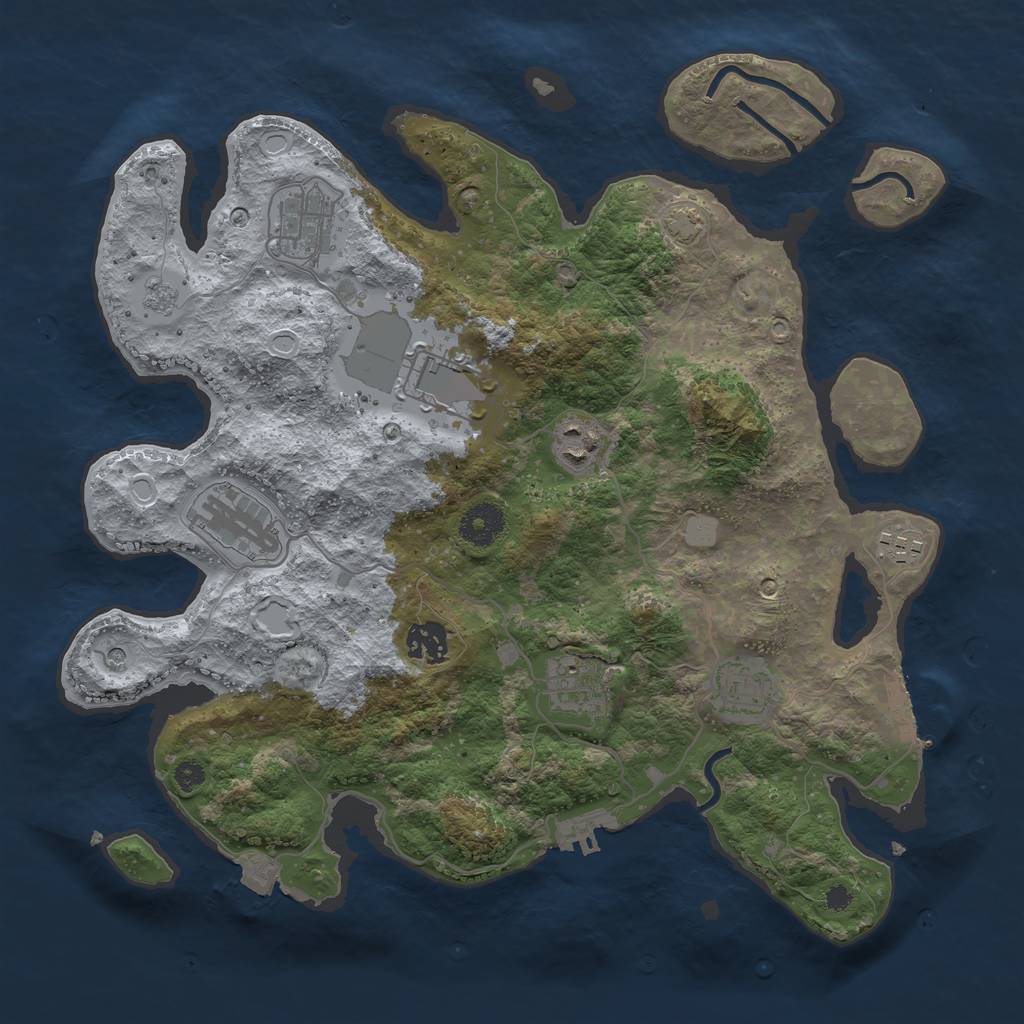 Rust Map: Procedural Map, Size: 3550, Seed: 75845949, 16 Monuments