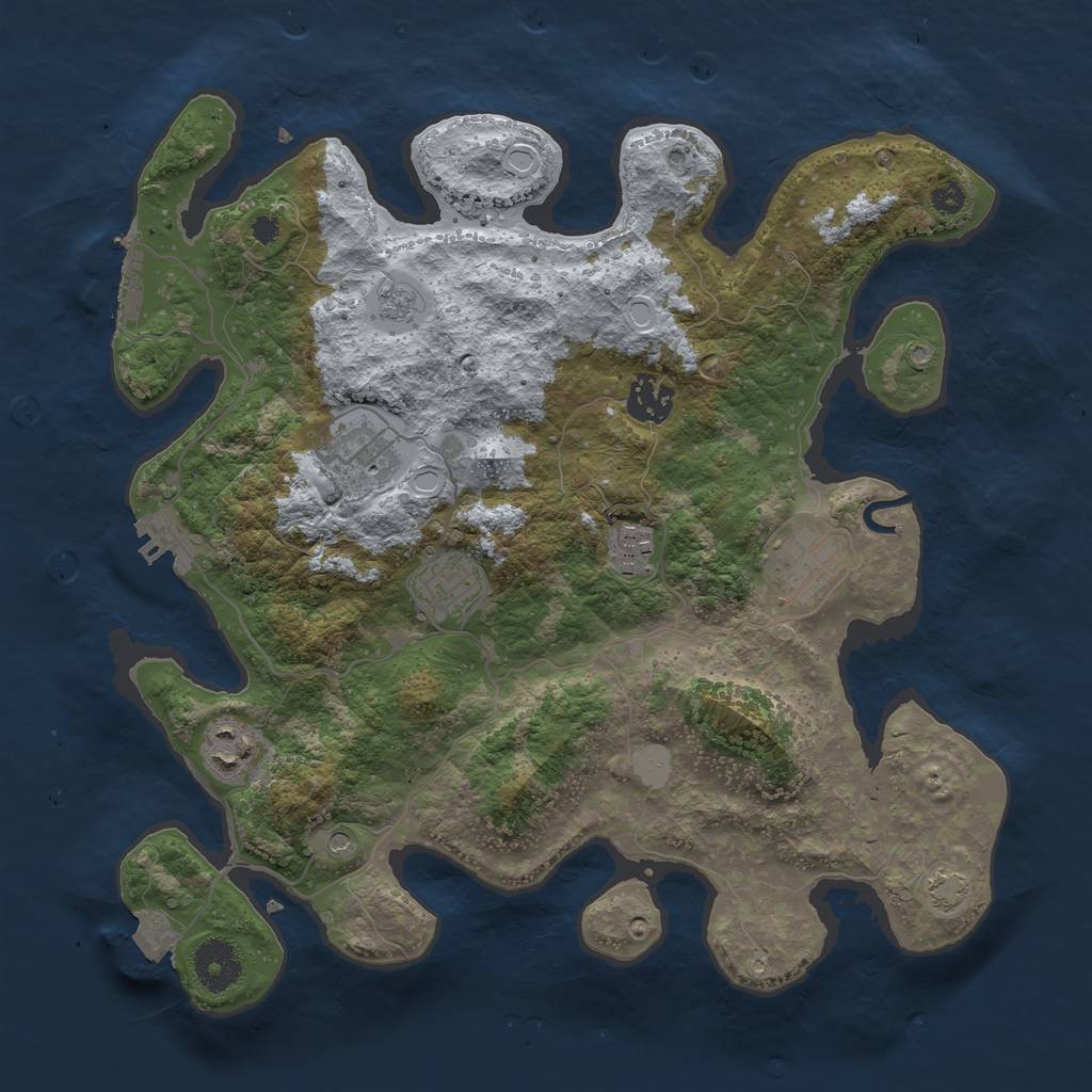 Rust Map: Procedural Map, Size: 3400, Seed: 36773419, 14 Monuments