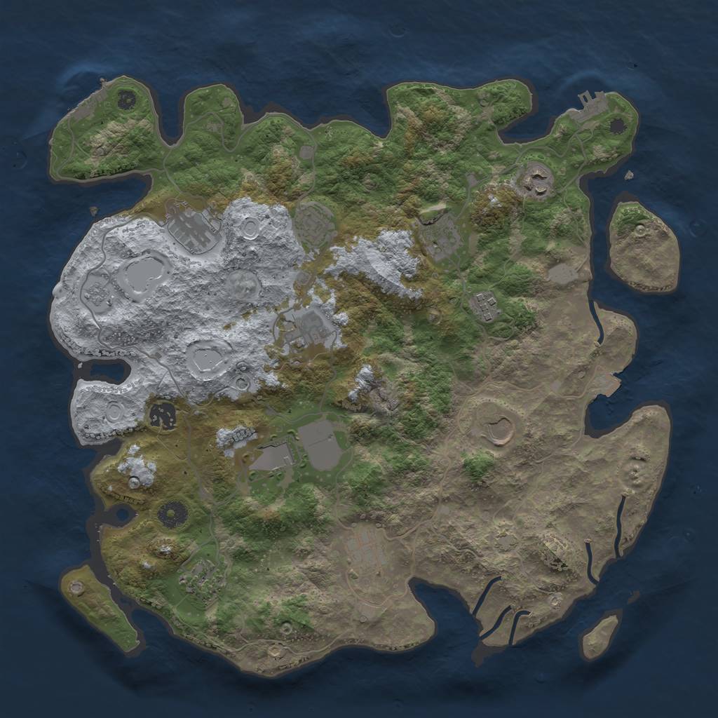 Rust Map: Procedural Map, Size: 3850, Seed: 70211634, 19 Monuments