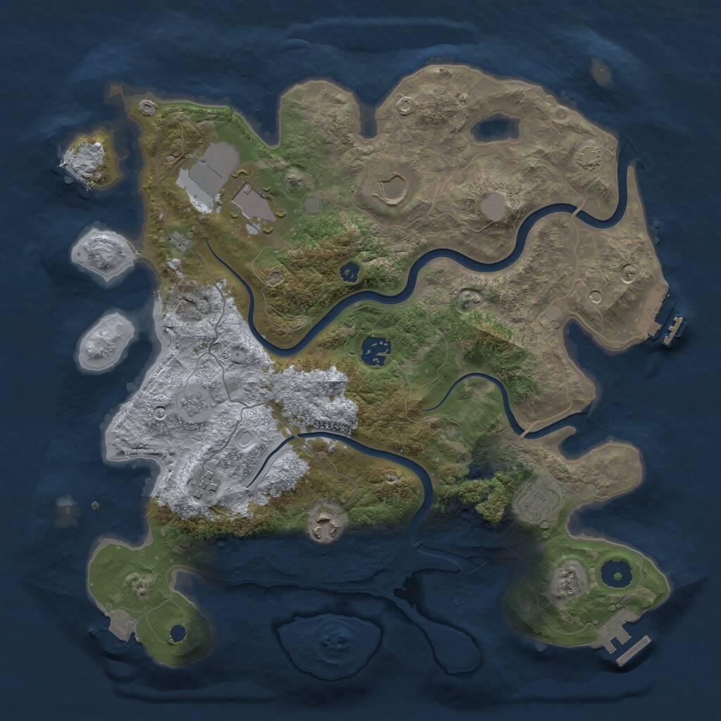Rust Map: Procedural Map, Size: 3600, Seed: 49708875, 12 Monuments