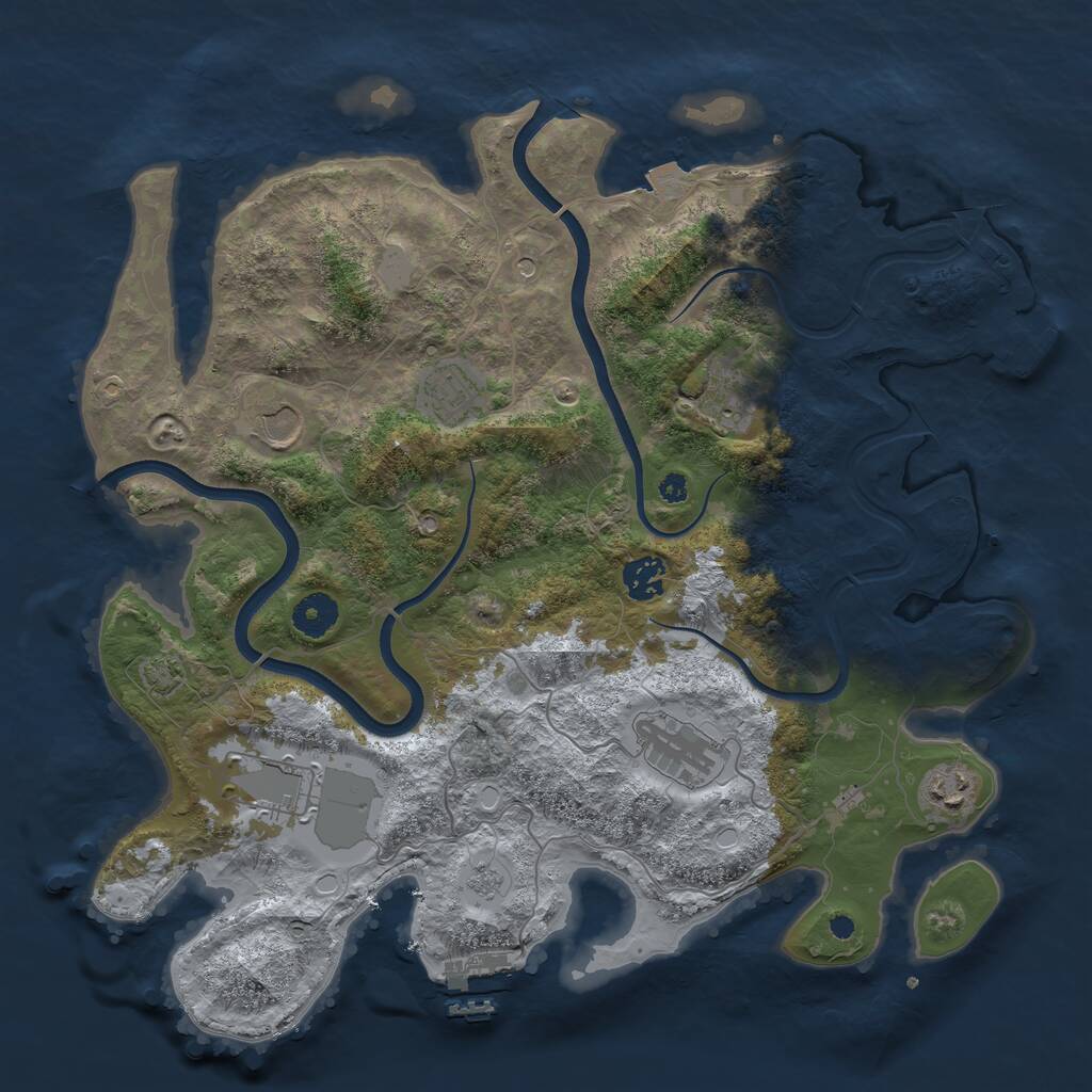 Rust Map: Procedural Map, Size: 3750, Seed: 14687073, 13 Monuments