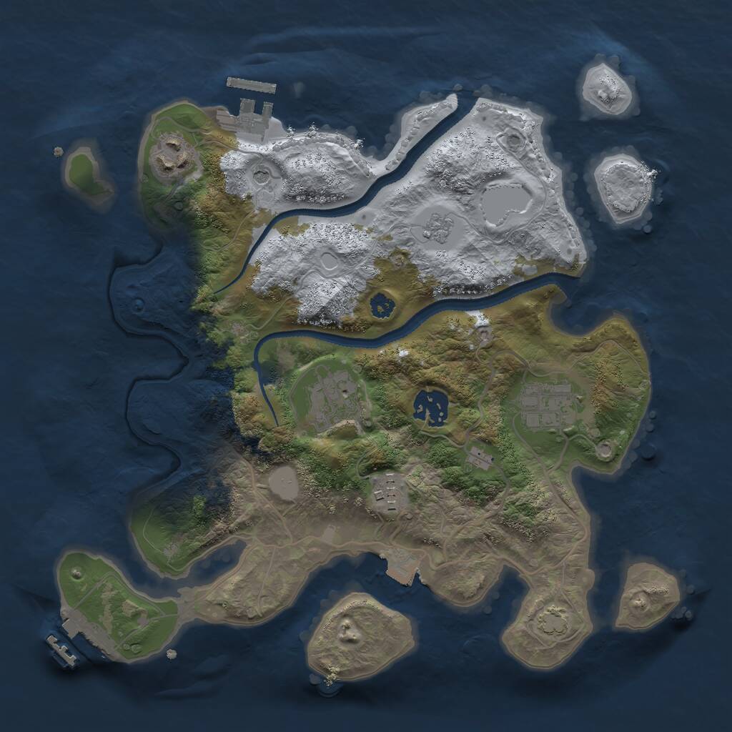Rust Map: Procedural Map, Size: 3000, Seed: 5185, 11 Monuments
