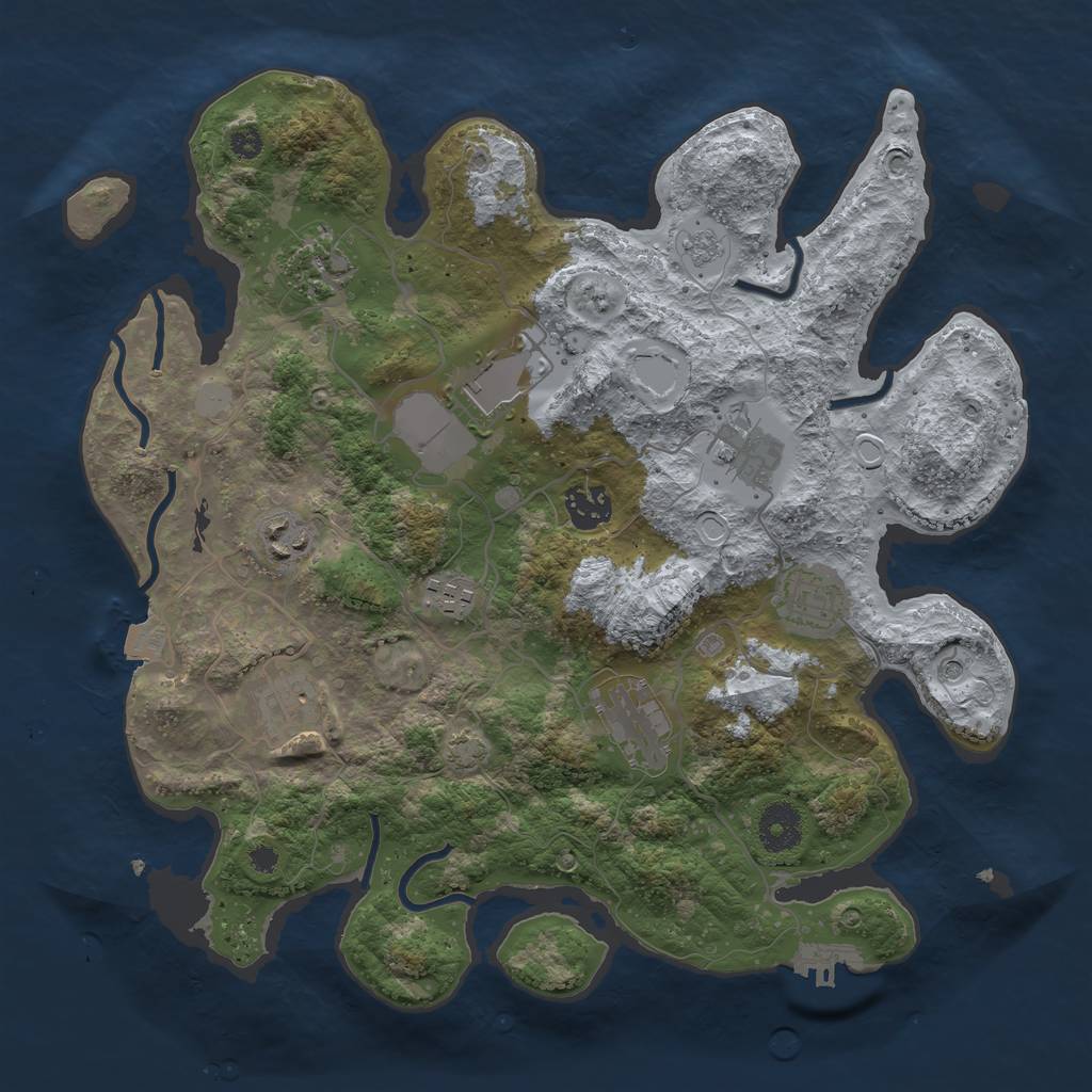 Rust Map: Procedural Map, Size: 3500, Seed: 73514440, 16 Monuments