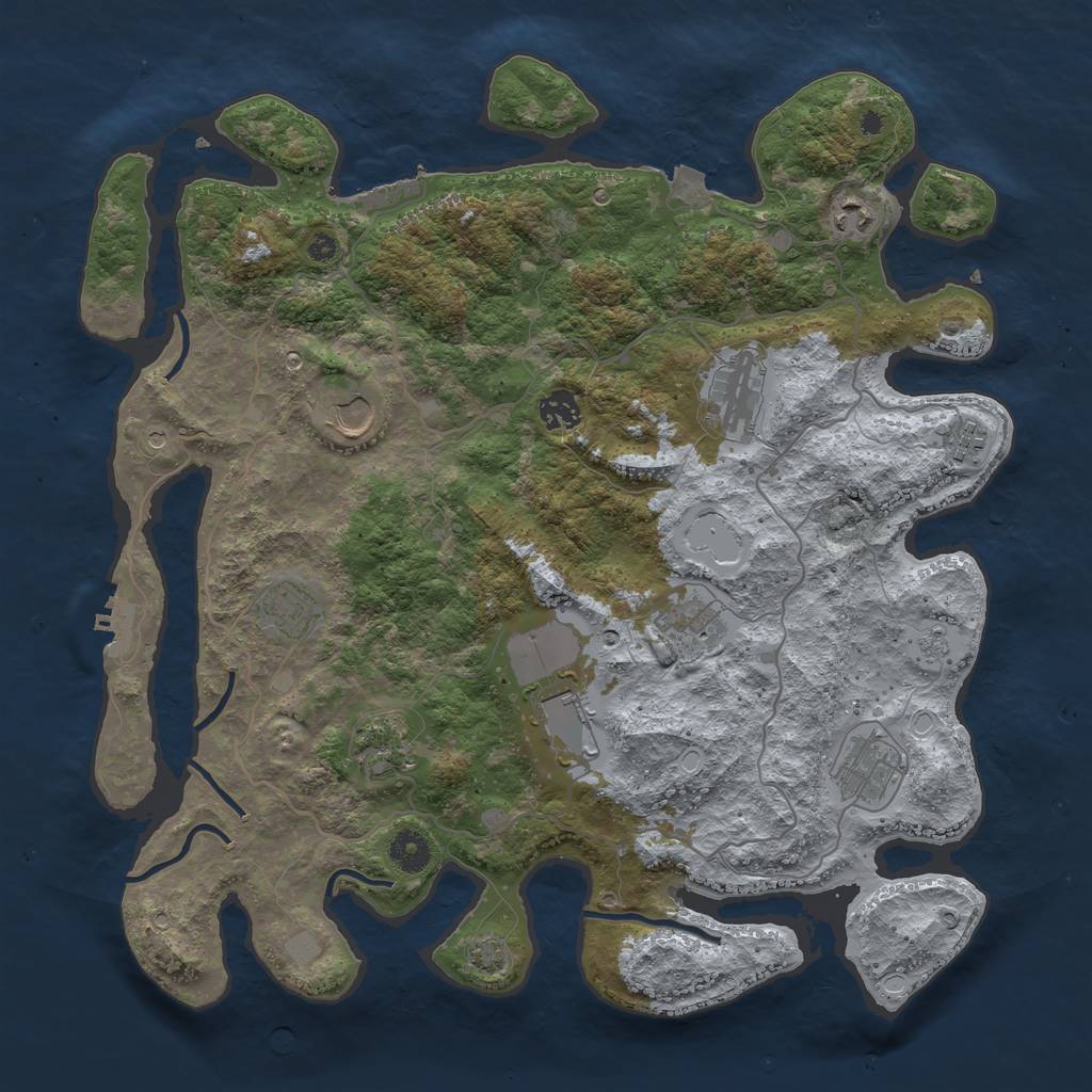 Rust Map: Procedural Map, Size: 4000, Seed: 52067599, 18 Monuments