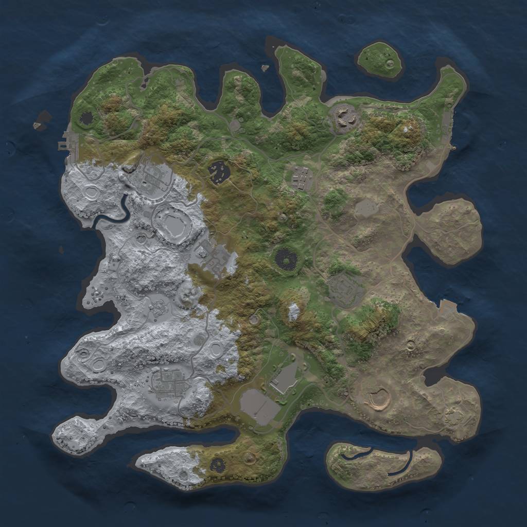 Rust Map: Procedural Map, Size: 3550, Seed: 85915570, 17 Monuments