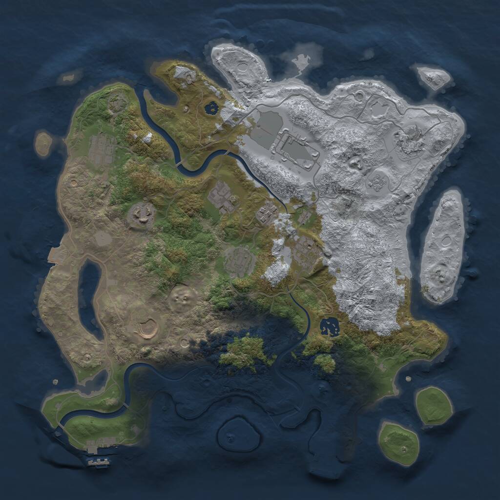 Rust Map: Procedural Map, Size: 3700, Seed: 14515671, 16 Monuments