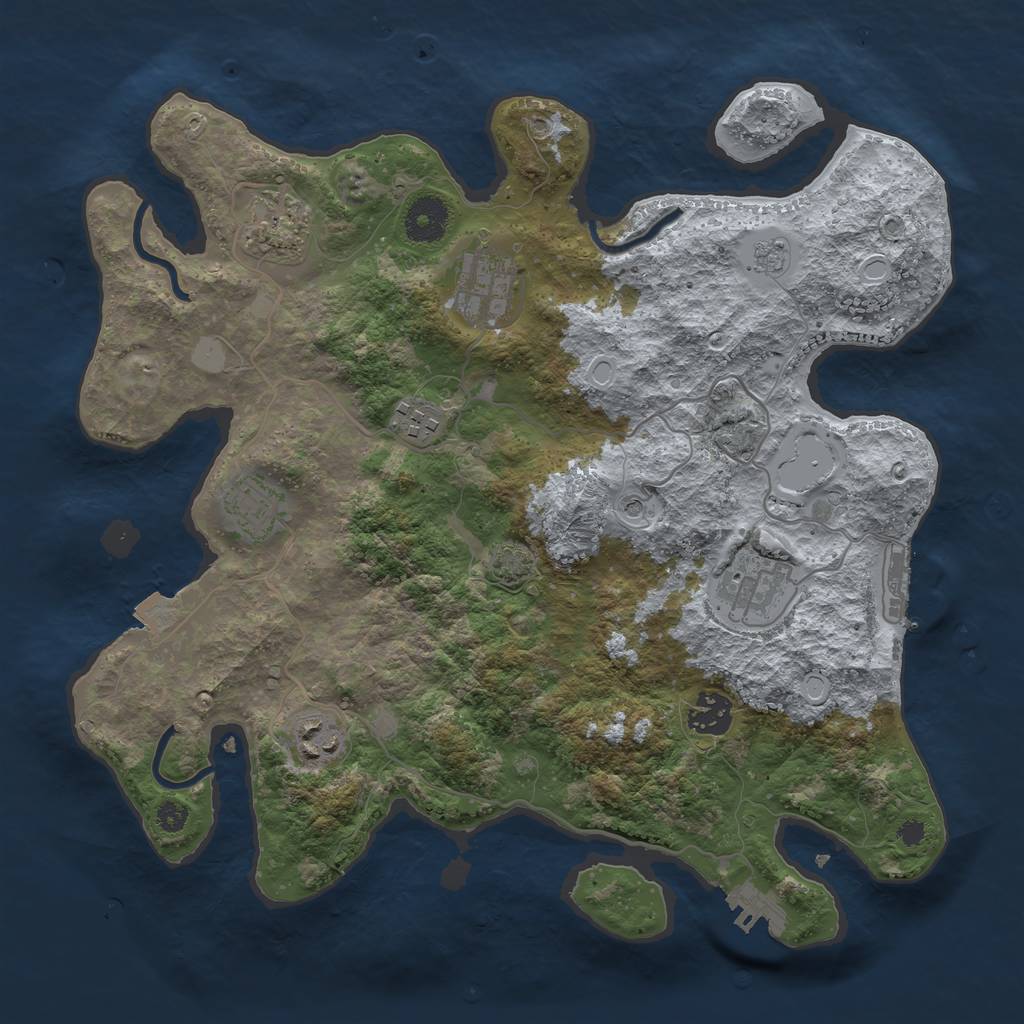Rust Map: Procedural Map, Size: 3450, Seed: 65446019, 15 Monuments