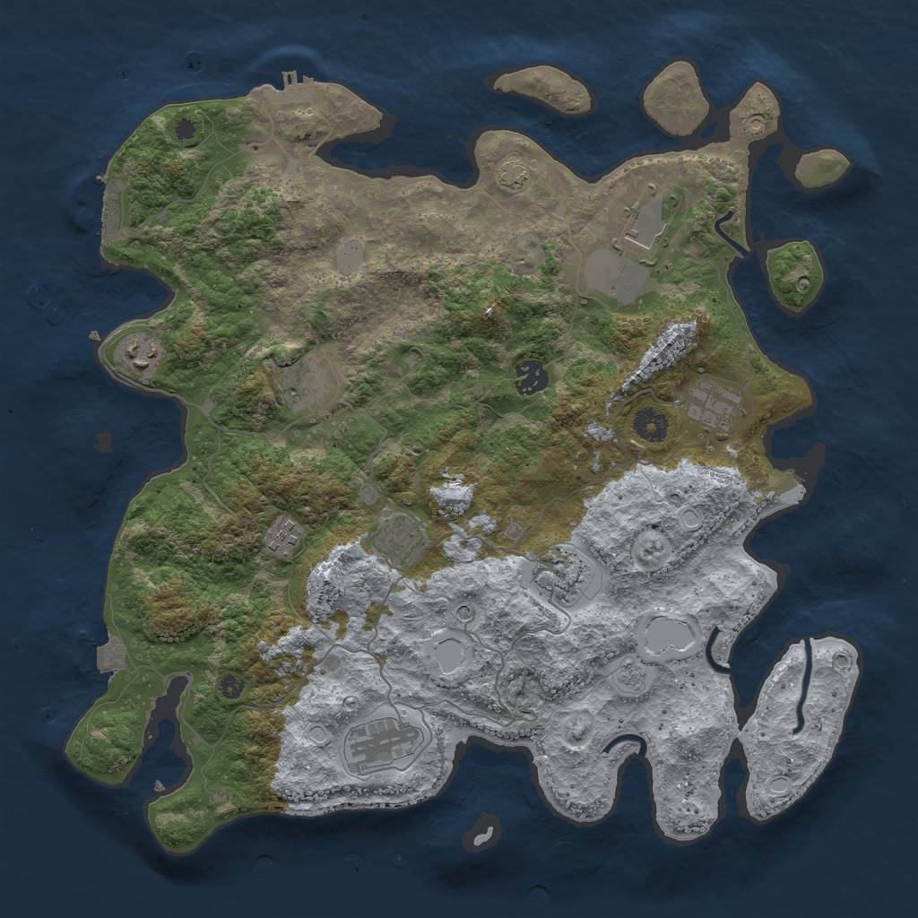 Rust Map: Procedural Map, Size: 3950, Seed: 21015659, 17 Monuments