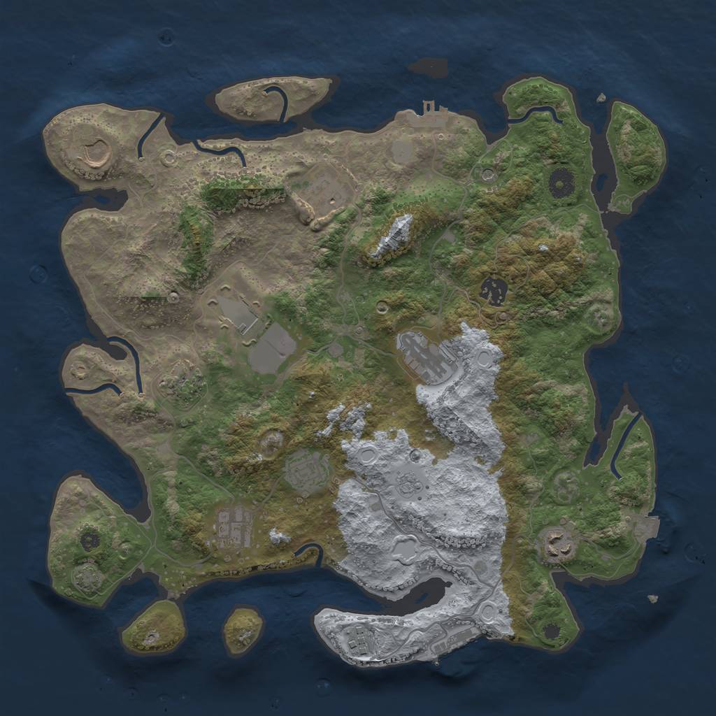 Rust Map: Procedural Map, Size: 3800, Seed: 64443895, 18 Monuments