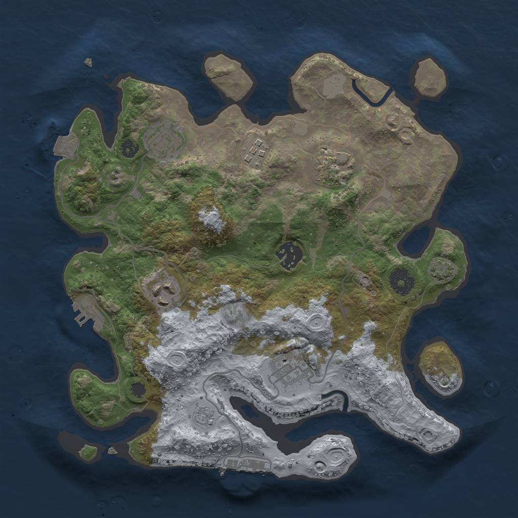 Rust Map: Procedural Map, Size: 3000, Seed: 212177167, 13 Monuments