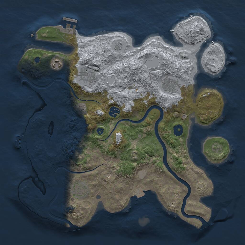 Rust Map: Procedural Map, Size: 3450, Seed: 53986037, 12 Monuments