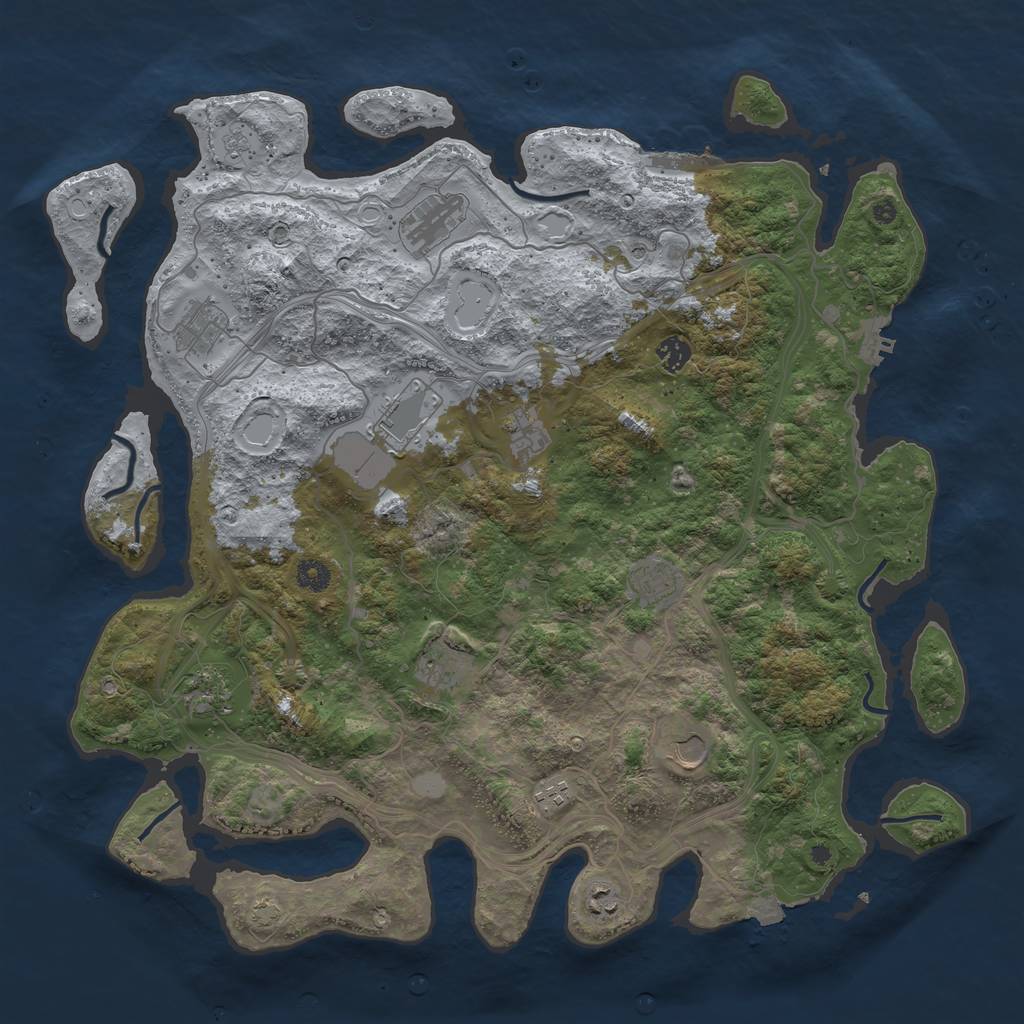 Rust Map: Procedural Map, Size: 4500, Seed: 1073271107, 19 Monuments