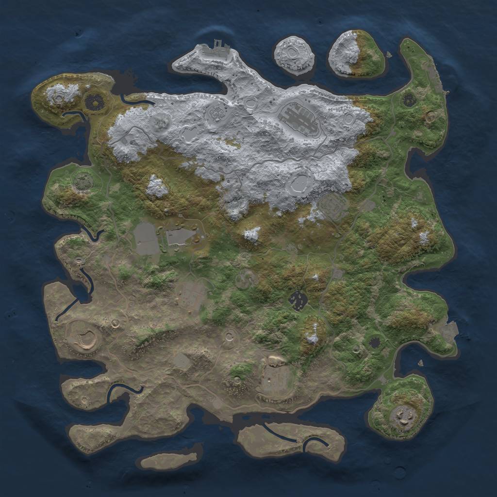 Rust Map: Procedural Map, Size: 4000, Seed: 215468710, 16 Monuments