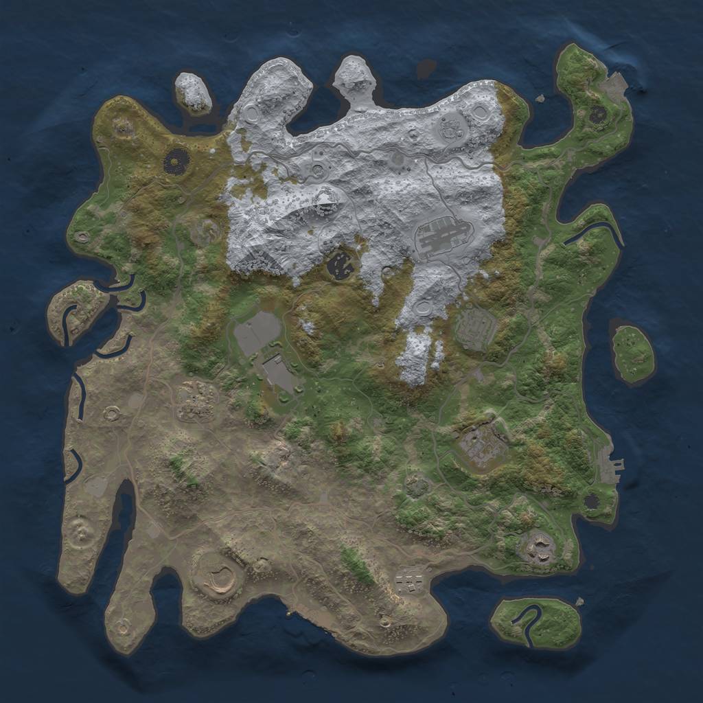 Rust Map: Procedural Map, Size: 4000, Seed: 854247605, 17 Monuments