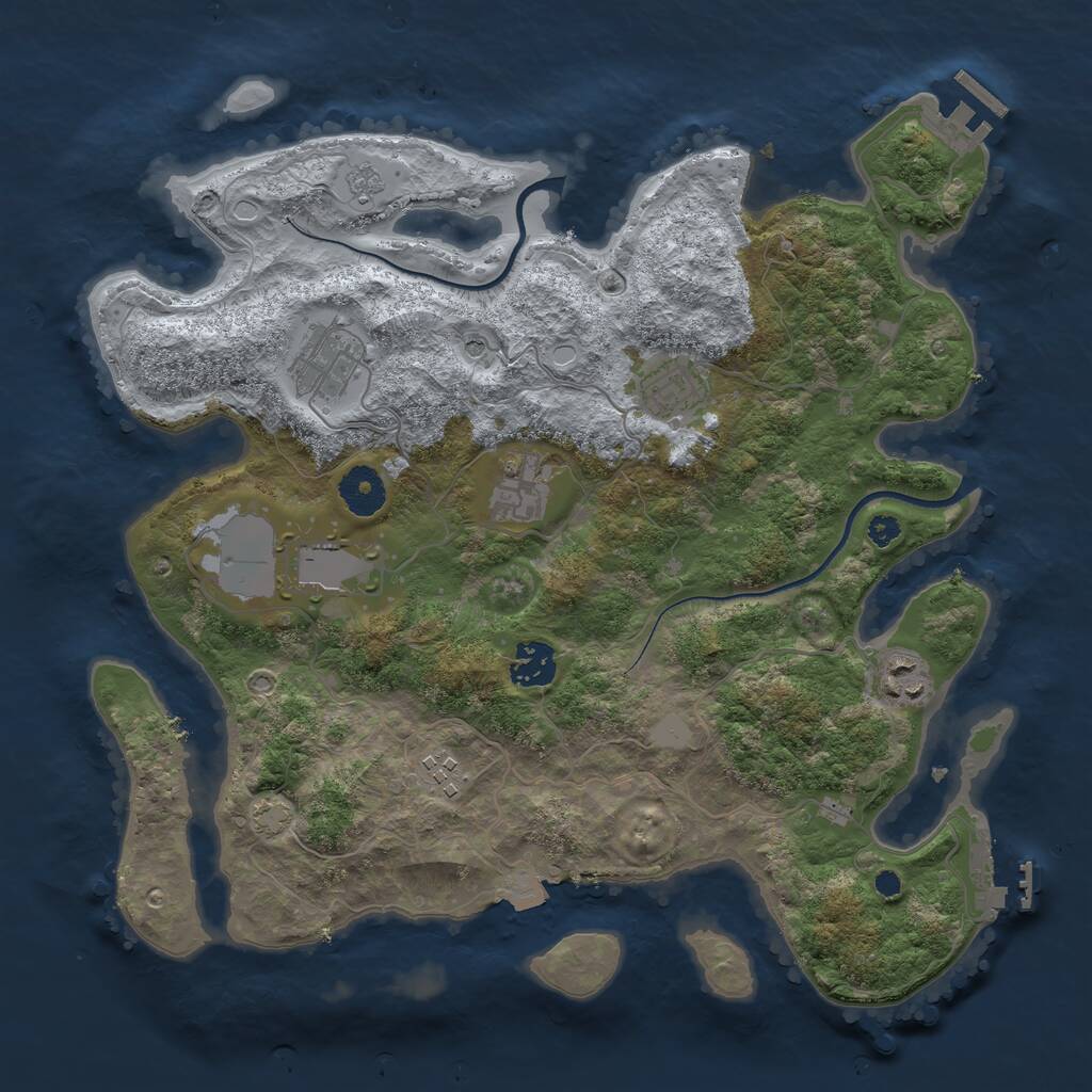 Rust Map: Procedural Map, Size: 3500, Seed: 19714113, 13 Monuments