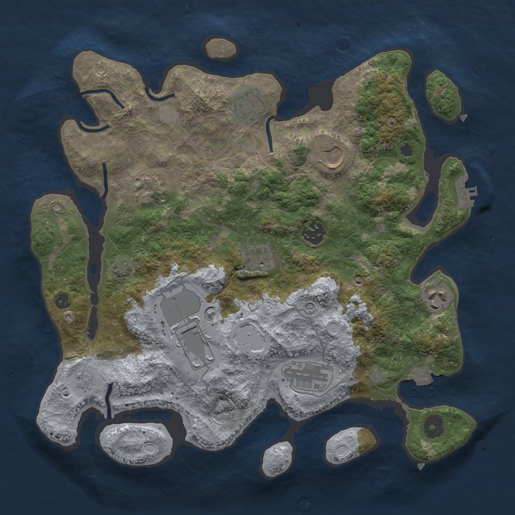 Rust Map: Procedural Map, Size: 3500, Seed: 2009508420, 15 Monuments