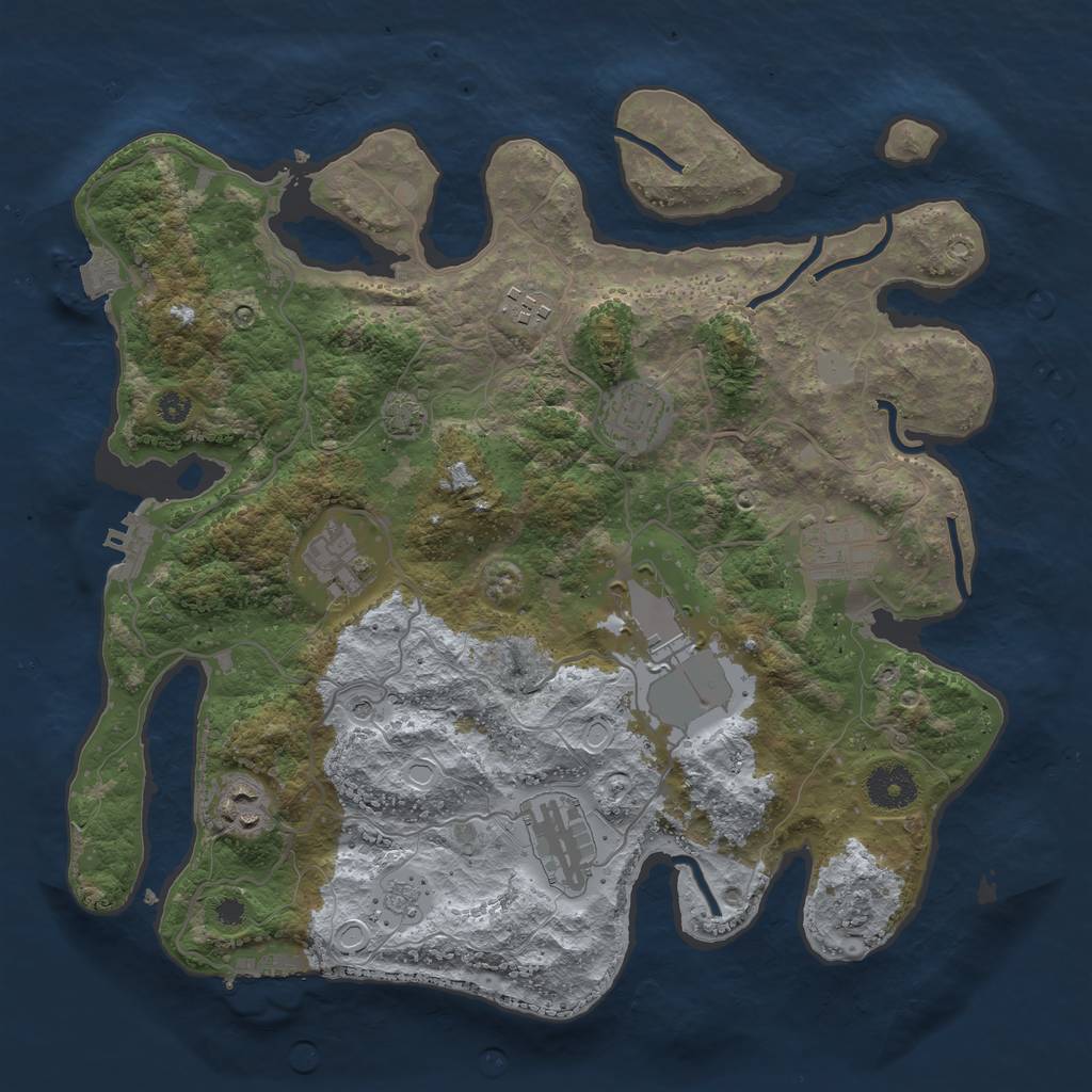 Rust Map: Procedural Map, Size: 3500, Seed: 1938257623, 15 Monuments
