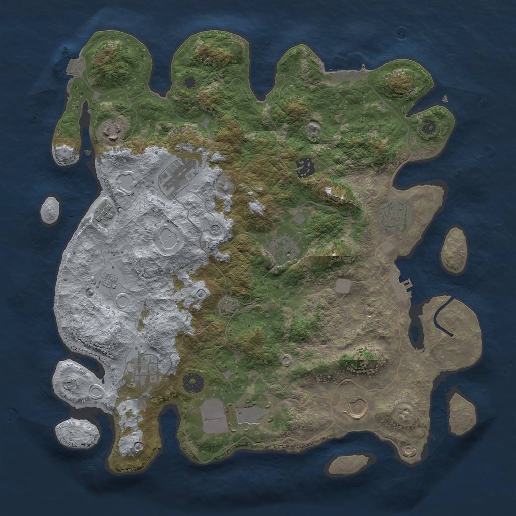 Rust Map: Procedural Map, Size: 3750, Seed: 44832895, 17 Monuments