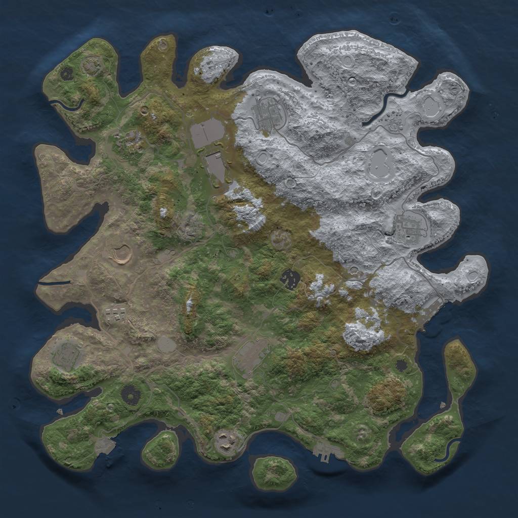 Rust Map: Procedural Map, Size: 3950, Seed: 87975770, 18 Monuments