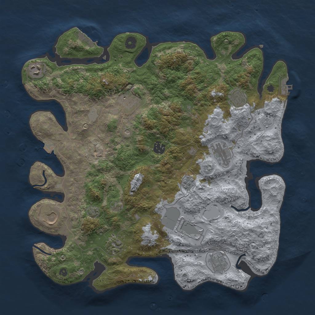 Rust Map: Procedural Map, Size: 3900, Seed: 27954703, 18 Monuments