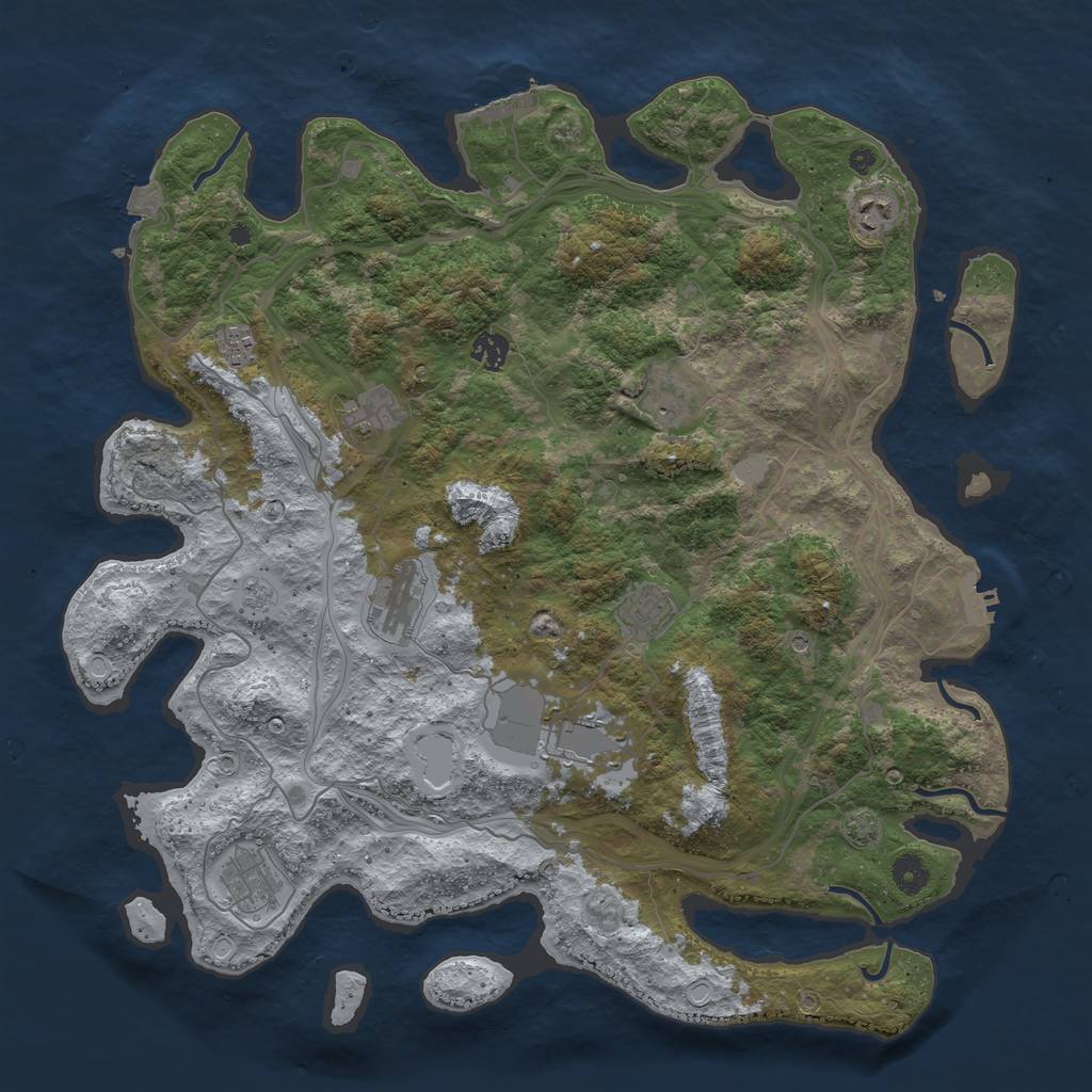 Rust Map: Procedural Map, Size: 4300, Seed: 33865531, 17 Monuments