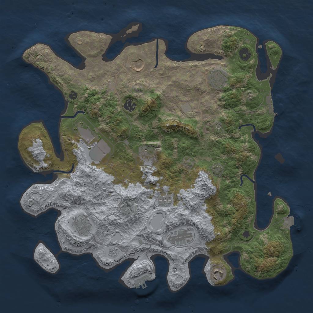 Rust Map: Procedural Map, Size: 3850, Seed: 32978005, 17 Monuments
