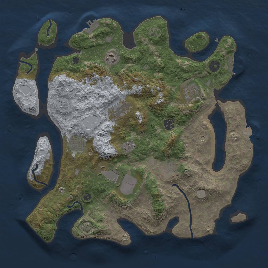 Rust Map: Procedural Map, Size: 3600, Seed: 17767358, 16 Monuments