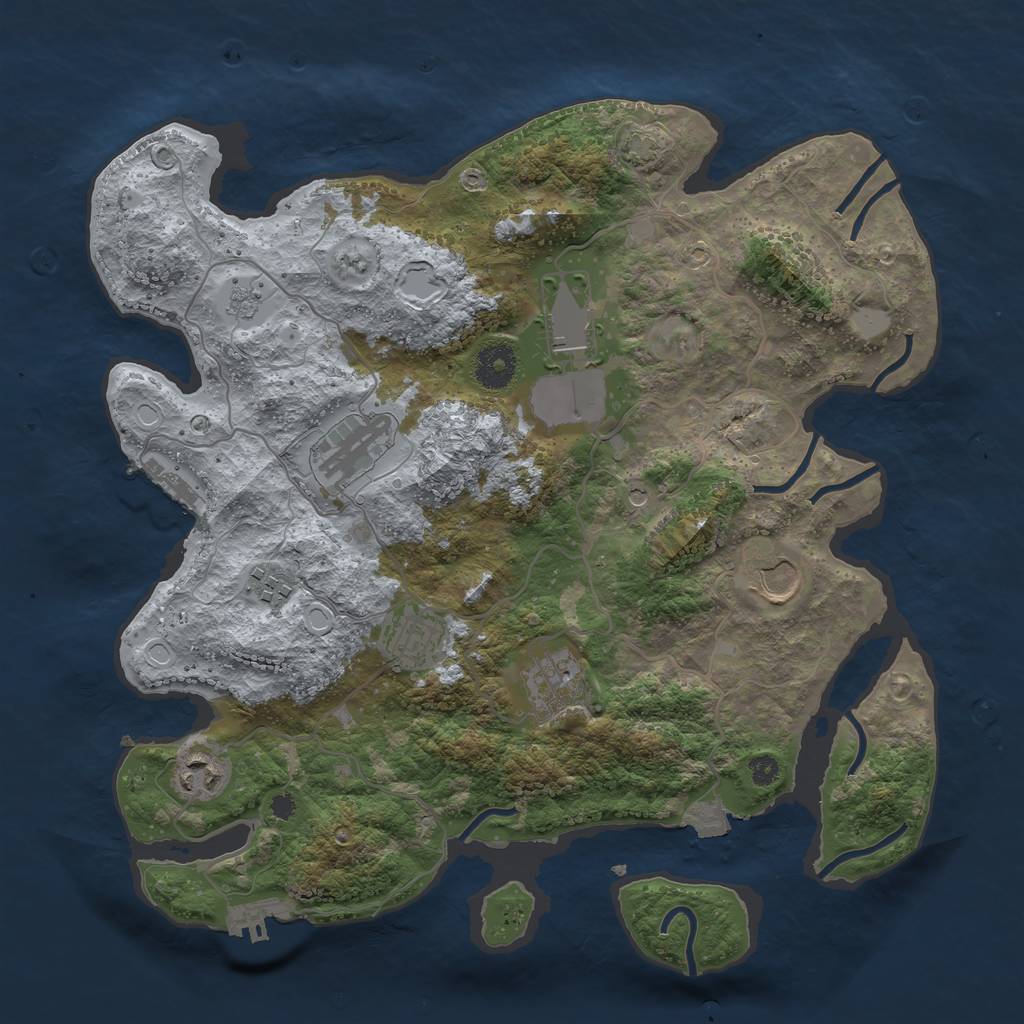 Rust Map: Procedural Map, Size: 3550, Seed: 43530577, 15 Monuments