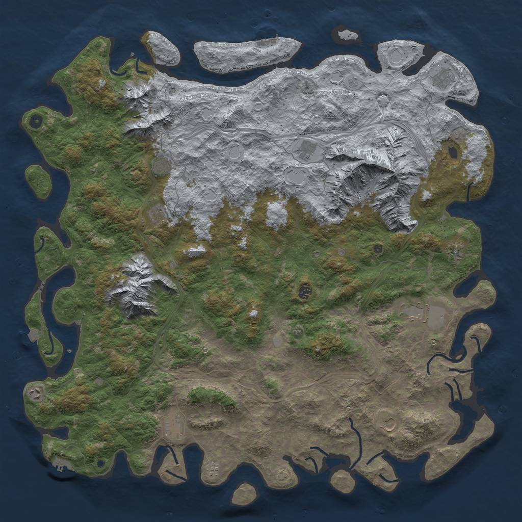 Rust Map: Procedural Map, Size: 6000, Seed: 8654780, 19 Monuments