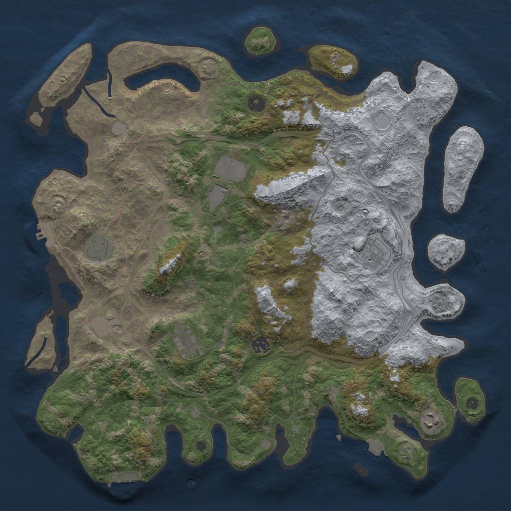 Rust Map: Procedural Map, Size: 4400, Seed: 82320831, 16 Monuments