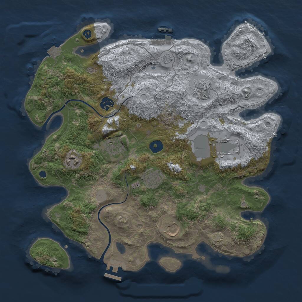 Rust Map: Procedural Map, Size: 3500, Seed: 57986959, 13 Monuments