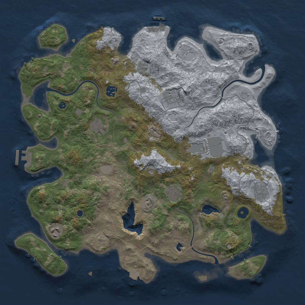 Rust Map: Procedural Map, Size: 4100, Seed: 56128777, 13 Monuments