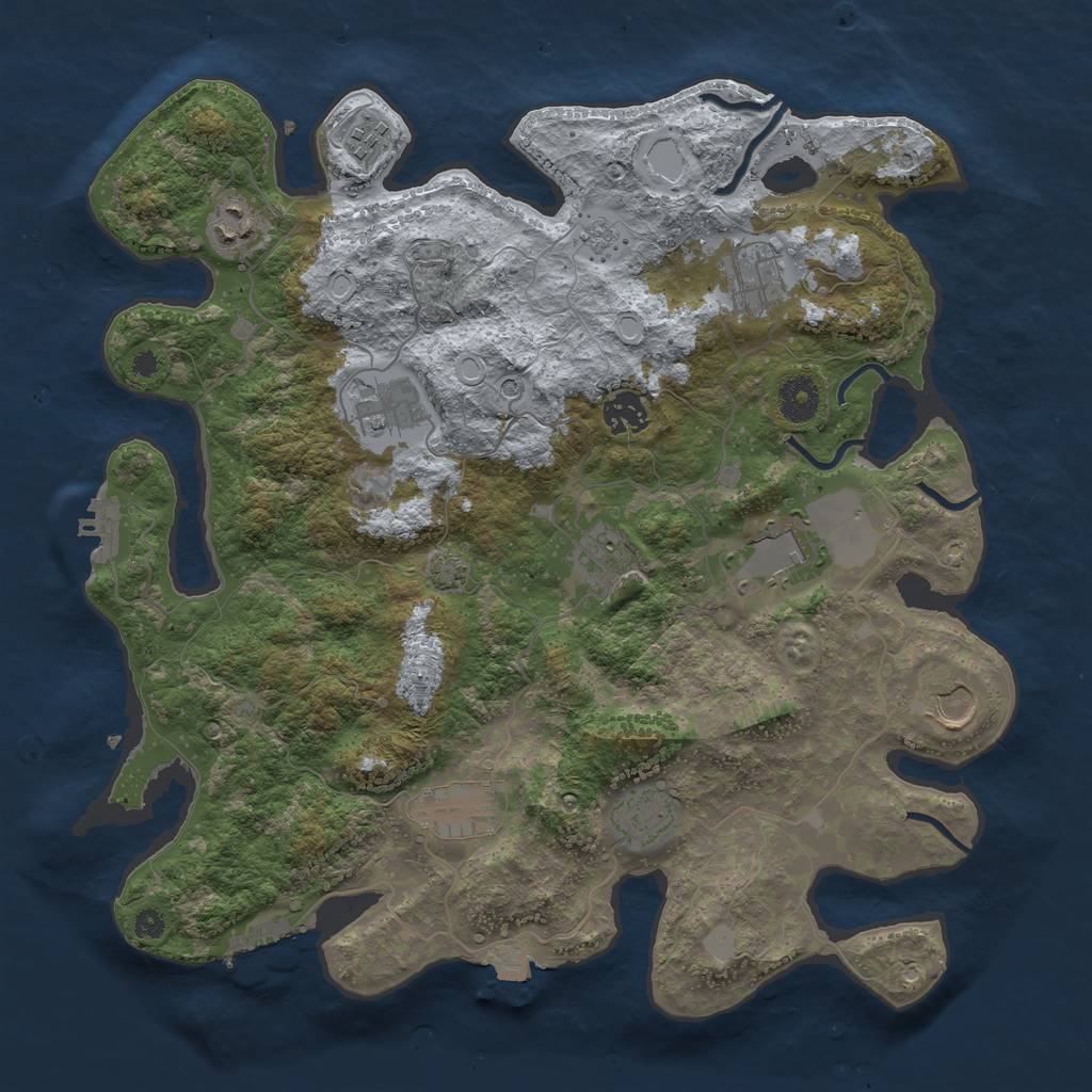 Rust Map: Procedural Map, Size: 3750, Seed: 50696557, 18 Monuments