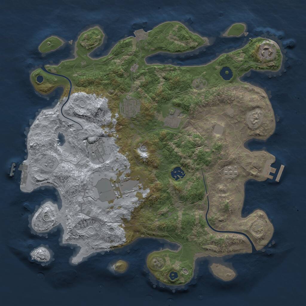 Rust Map: Procedural Map, Size: 3550, Seed: 15673515, 13 Monuments