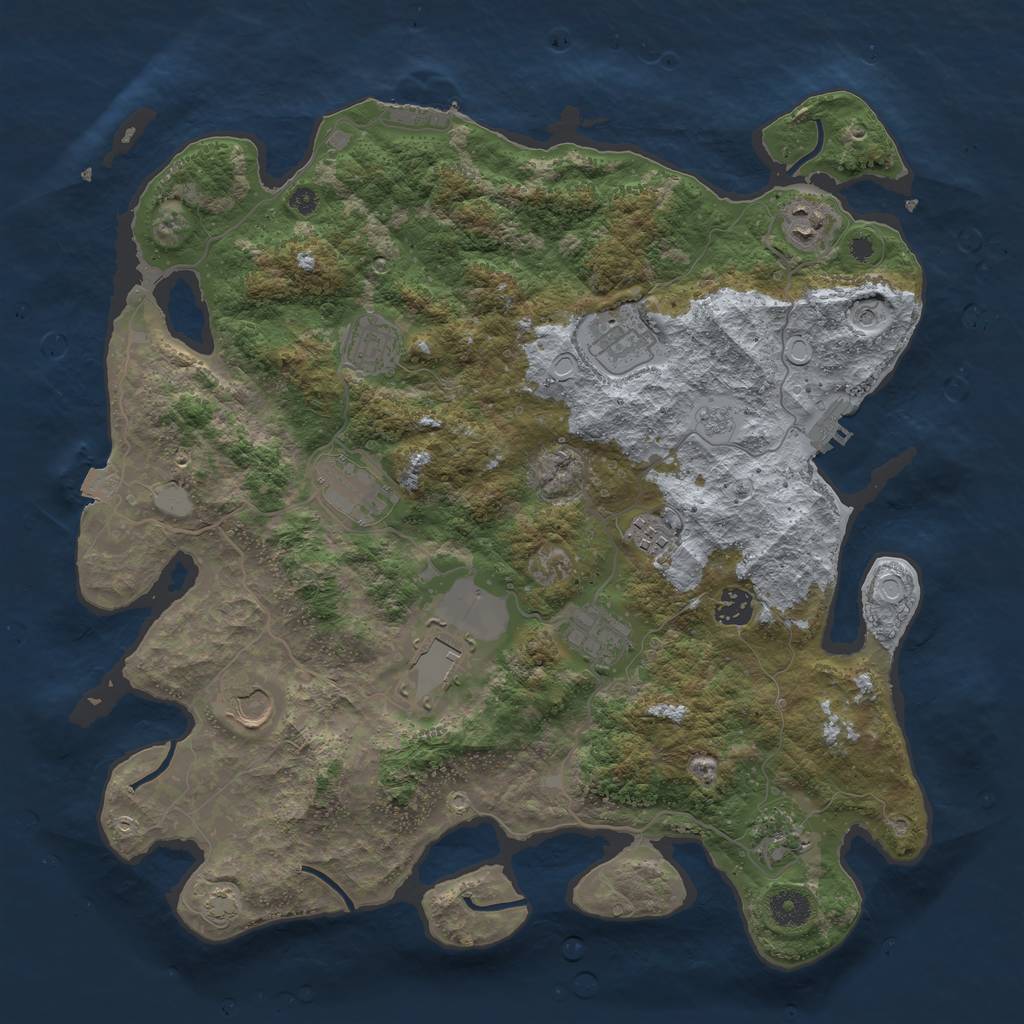 Rust Map: Procedural Map, Size: 3950, Seed: 90004774, 18 Monuments