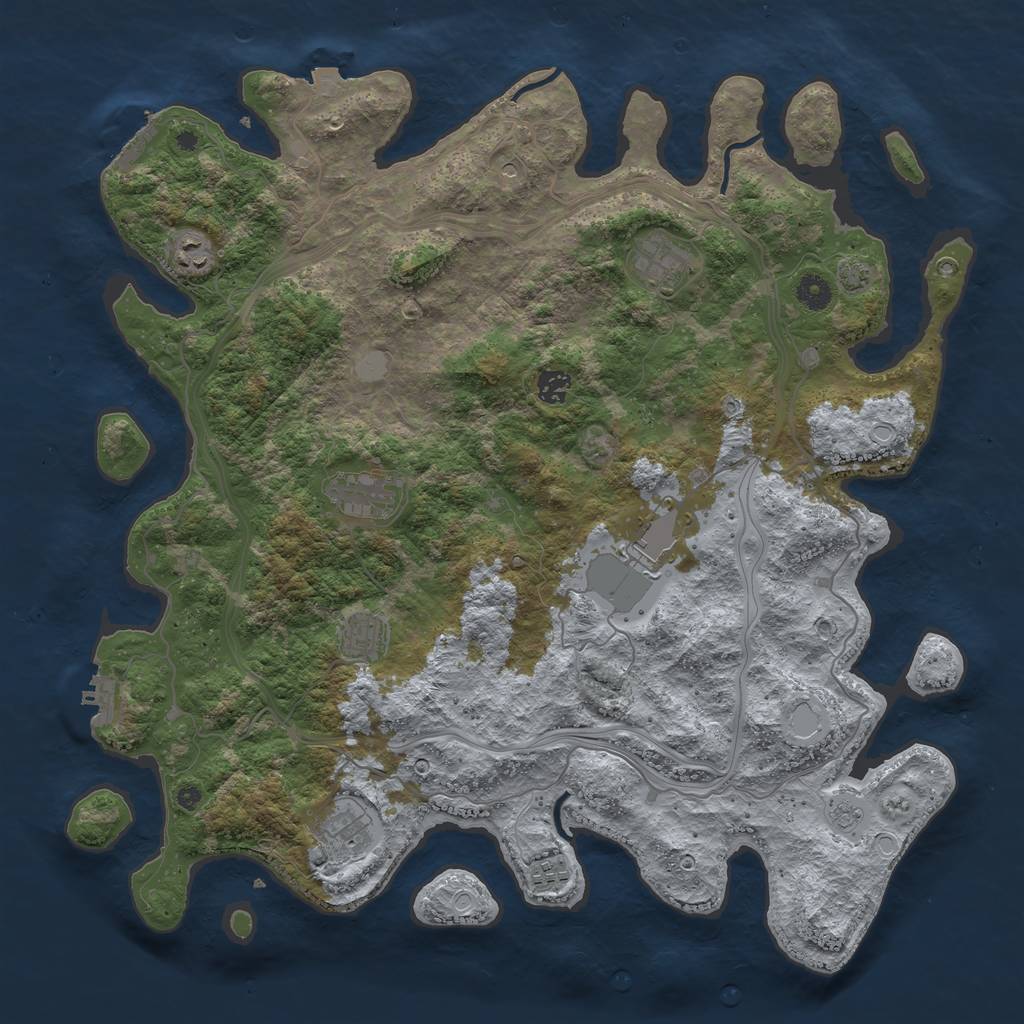 Rust Map: Procedural Map, Size: 4400, Seed: 95659630, 16 Monuments