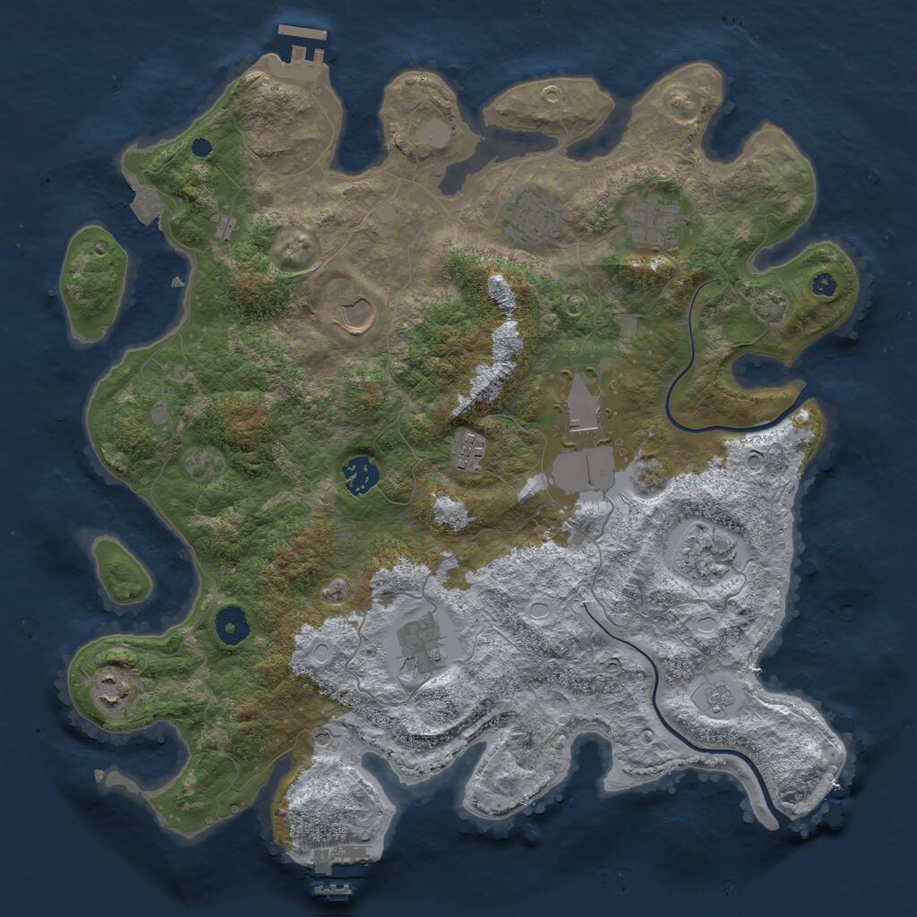 Rust Map: Procedural Map, Size: 3800, Seed: 37768246, 15 Monuments