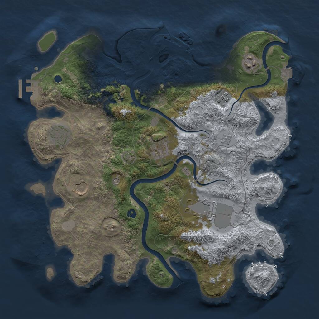 Rust Map: Procedural Map, Size: 3500, Seed: 974209, 12 Monuments