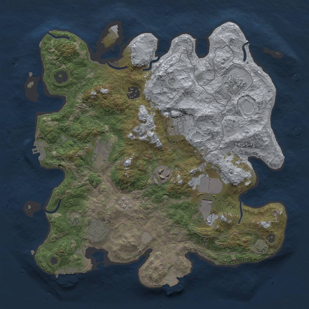Rust Map: Procedural Map, Size: 3500, Seed: 221109097, 16 Monuments