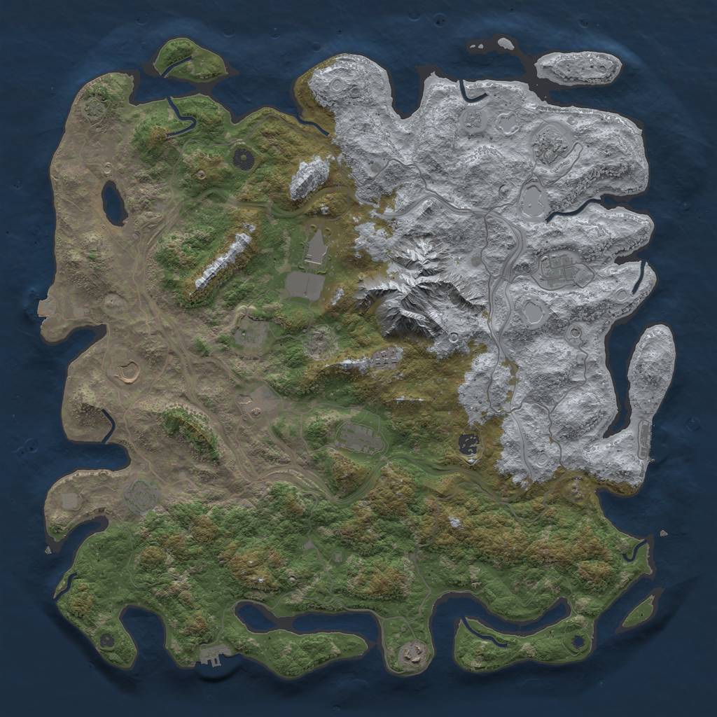 Rust Map: Procedural Map, Size: 5000, Seed: 2105207809, 19 Monuments