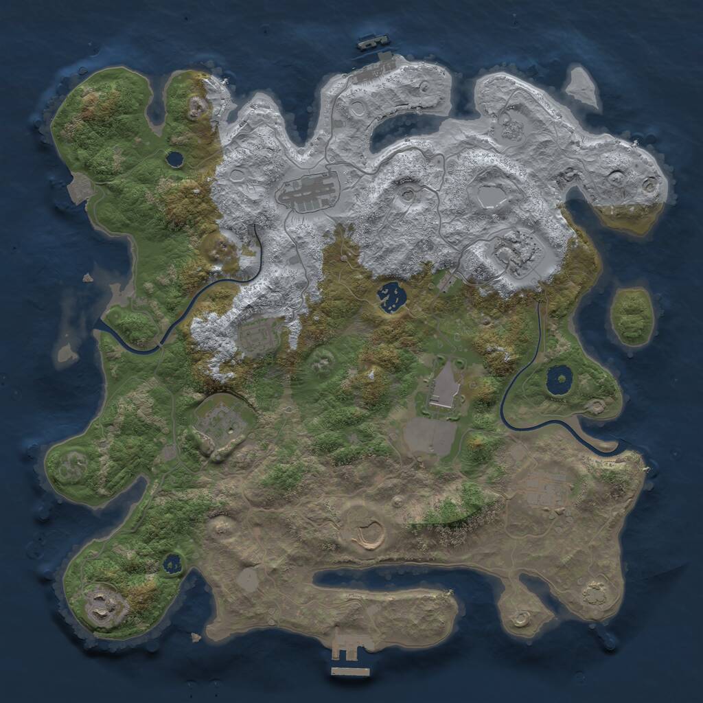 Rust Map: Procedural Map, Size: 3700, Seed: 1729398046, 15 Monuments