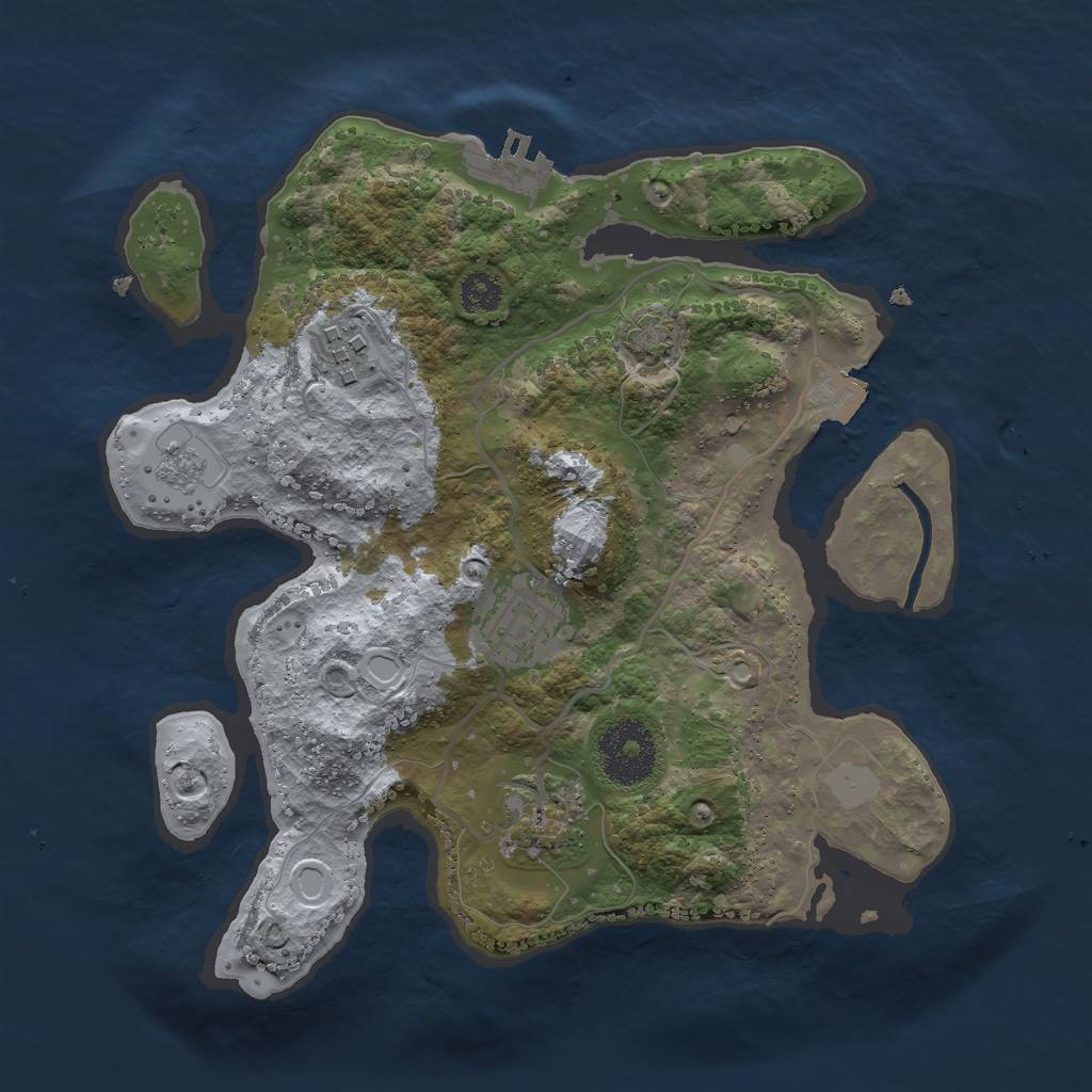 Rust Map: Procedural Map, Size: 2679, Seed: 17777, 9 Monuments