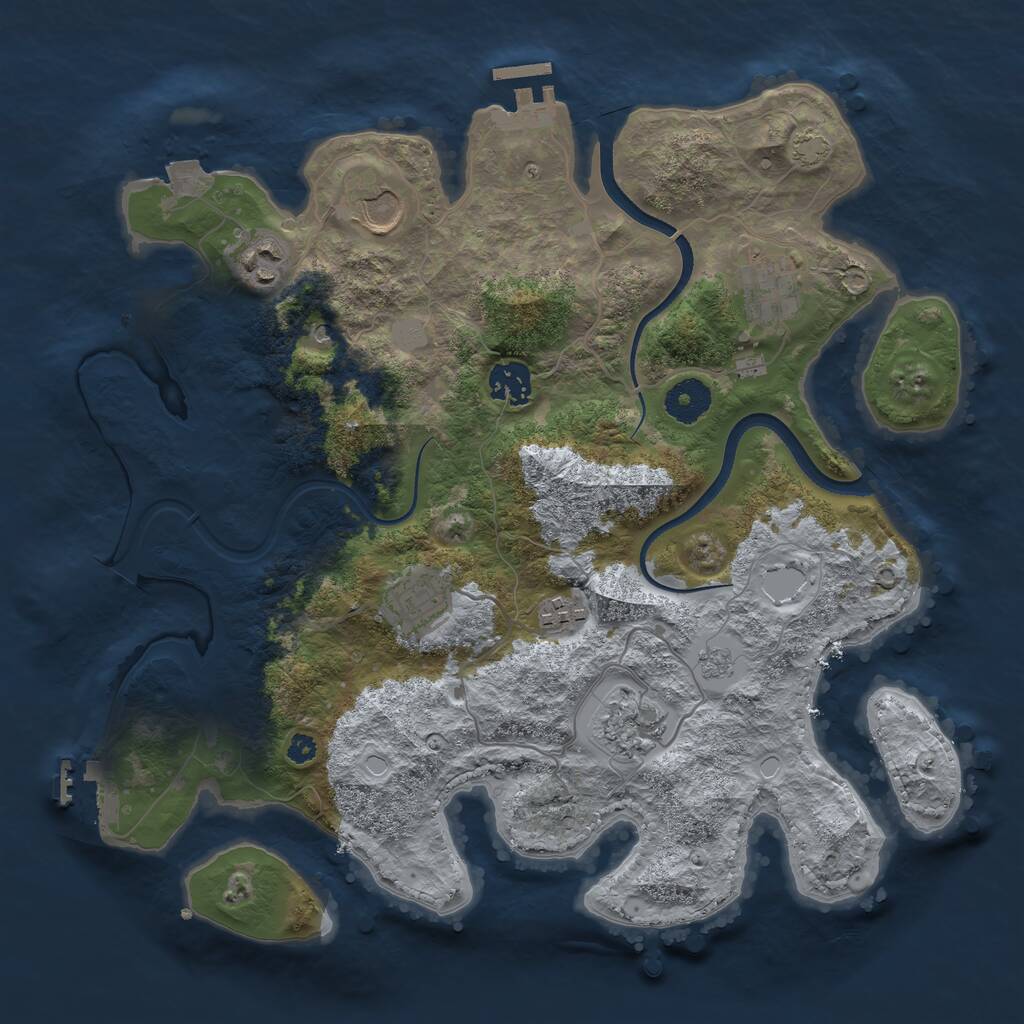 Rust Map: Procedural Map, Size: 3500, Seed: 878293223, 13 Monuments