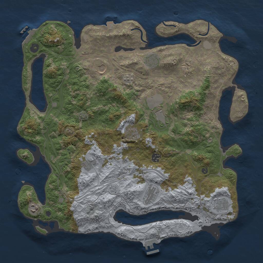 Rust Map: Procedural Map, Size: 4250, Seed: 1913663855, 17 Monuments