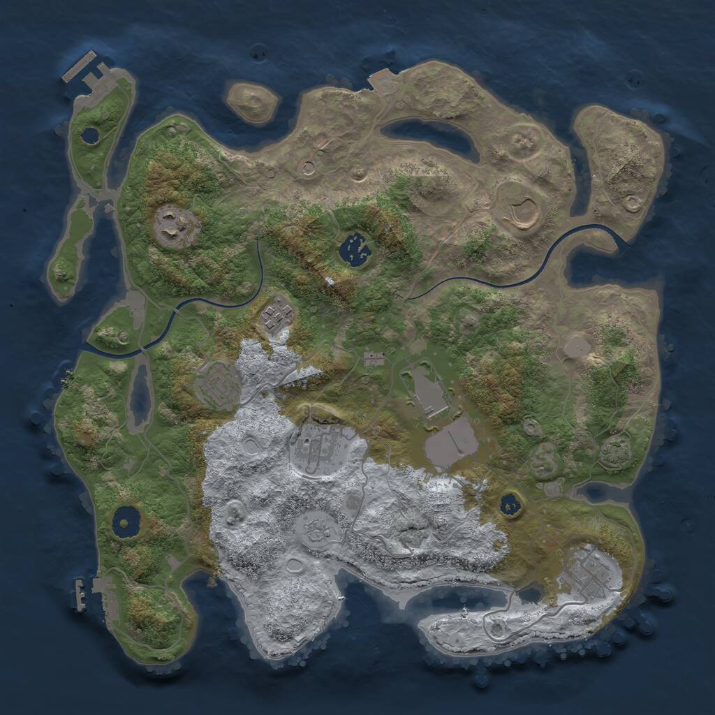 Rust Map: Procedural Map, Size: 3500, Seed: 2103284935, 14 Monuments