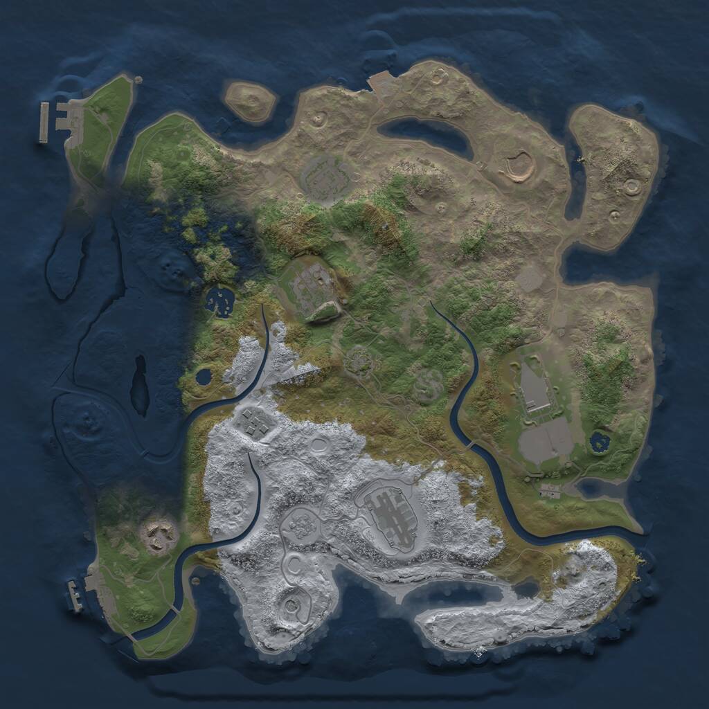 Rust Map: Procedural Map, Size: 3500, Seed: 2103284935, 14 Monuments
