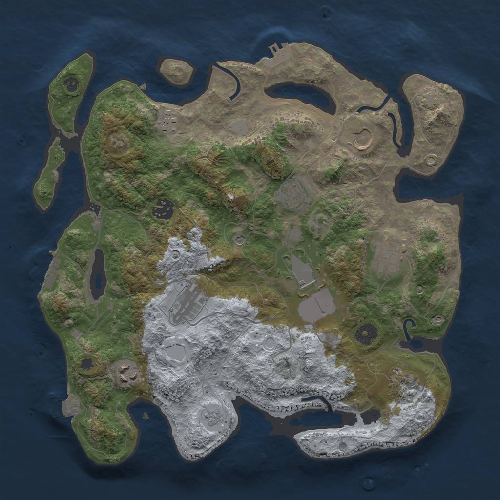 Rust Map: Procedural Map, Size: 3500, Seed: 2103284935, 17 Monuments