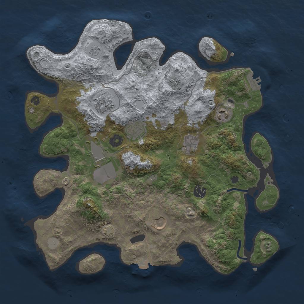 Rust Map: Procedural Map, Size: 3500, Seed: 16398990, 15 Monuments