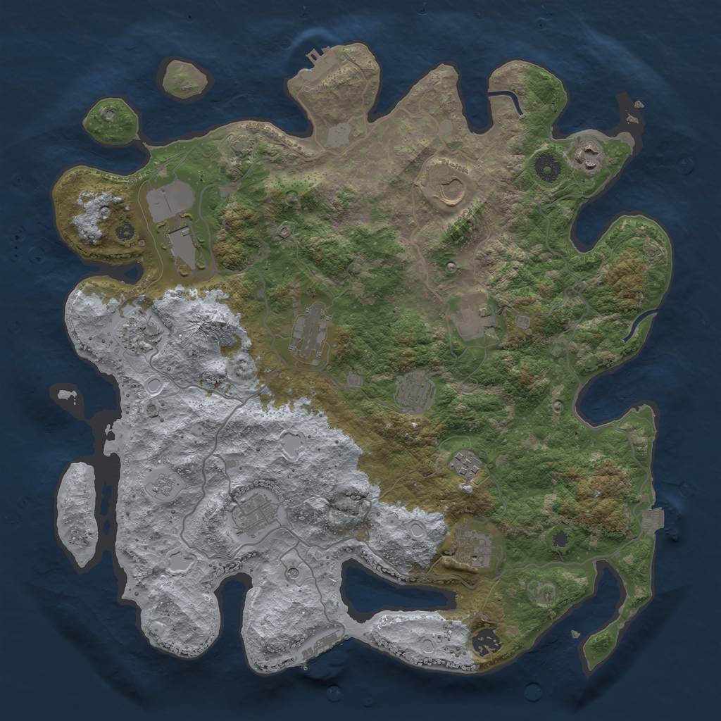 Rust Map: Procedural Map, Size: 4000, Seed: 928094825, 19 Monuments