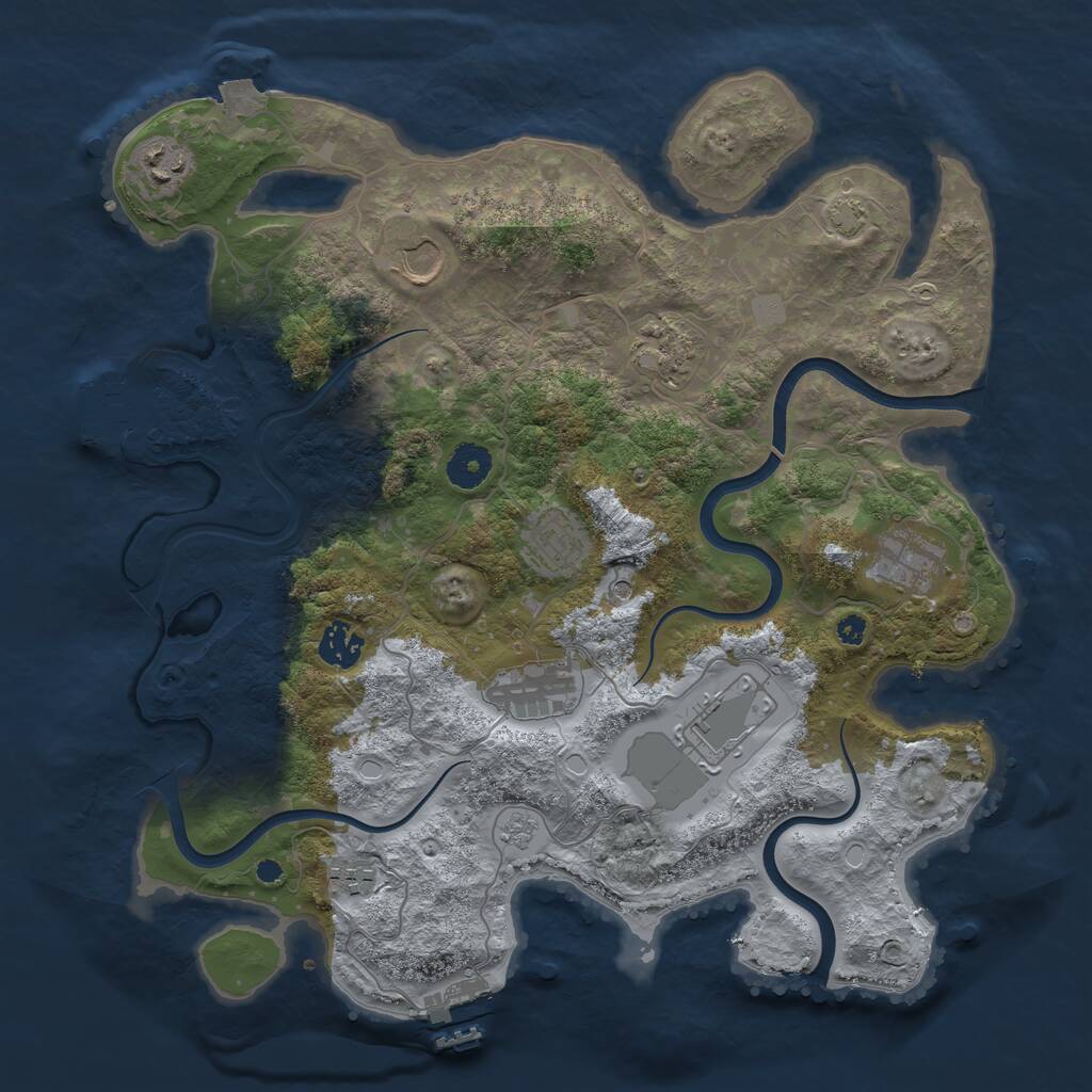 Rust Map: Procedural Map, Size: 3700, Seed: 30204276, 15 Monuments